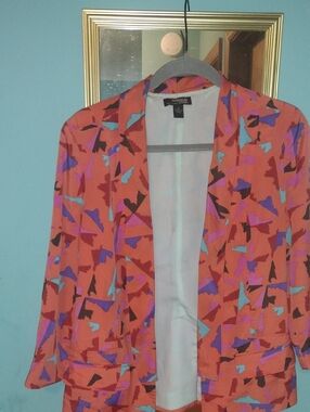 Macy's Coral Abstract Patterned Women's Blazer